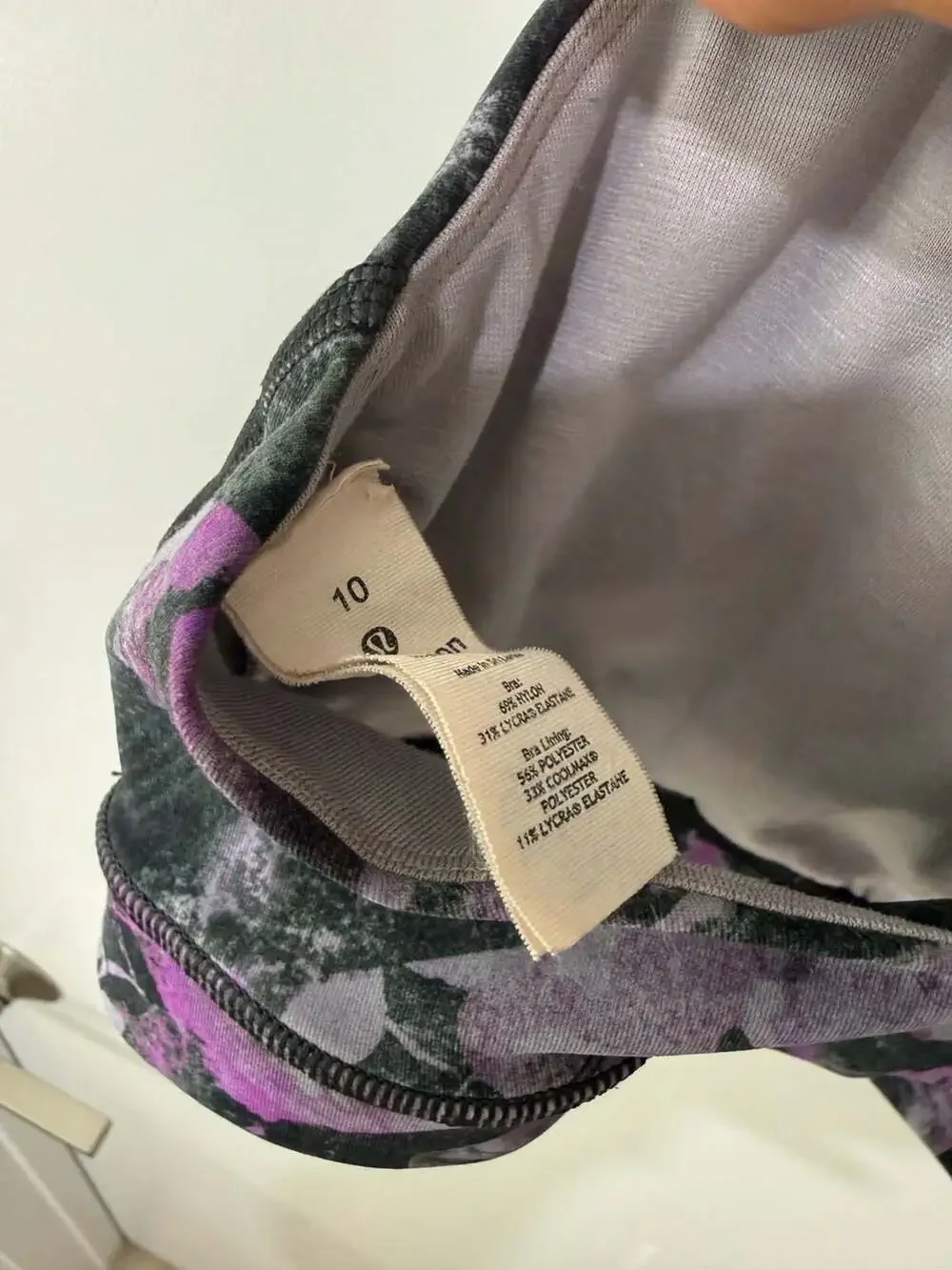 Lululemon Energy Bra Floral Shift Multi Purple Size 10